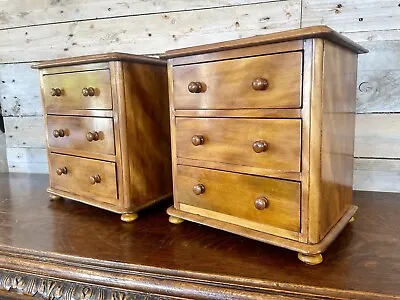 £795 • Buy Pair Of Antique Satin Birch Collectors Apprentice Chest Drawers . Free Delivery