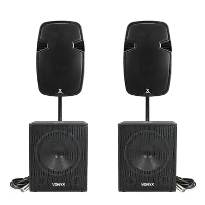 Pair Of Vonyx SPJ-1200A 12  Active PA Speakers With SWA18 Subwoofers - 3200W • £939