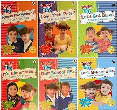 NEW X 6 TOPSY And TIM STICKER Activity Books PETS CHRISTMAS SCHOOL DAY Get BUSY • £14.95