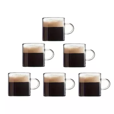 6PCS Espresso Cups 4OZ Glass Espresso Coffee Cups With Handle For Hot Or3159 • $27.49