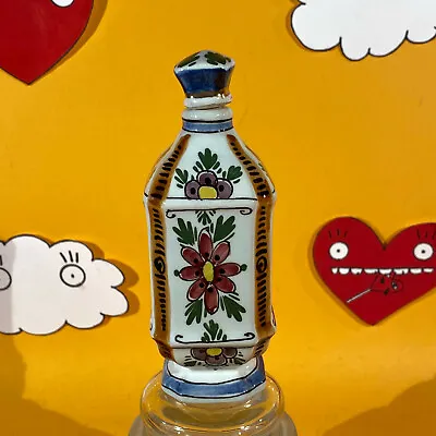 Delft Polychrome Floral Bottle W/ Cork Stopper OUD HOLLAND Colonial Williamsburg • $20