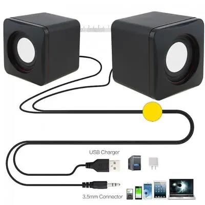 Mini USB Power Wired Computer Speakers Stereo 3.5mm Jack For Desktop PC Laptop • $8.99