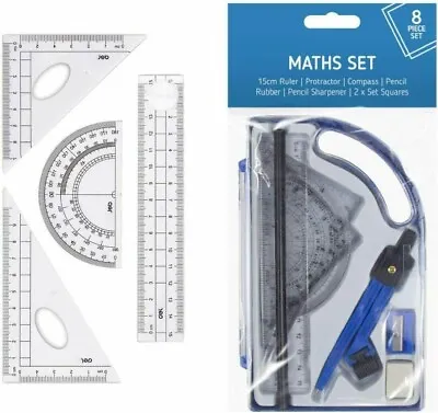 £2.75 • Buy 🔥Maths Geometry Set Compass Ruler Protractor Pencil Sharpener Box School Home 