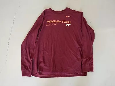 Virginia Tech Hokies Team Issued Maroon Nike Long Sleeve Shirt Size XL NCAA ACC • $27.99