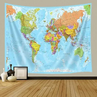 $9.99 • Buy World Map Tapestries Wall Art Hanging For Bedroom Living Room Dorm 36x24