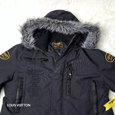 VANSON Rider Jacket Parka With Fur Is Removable Men Black Size L  Embroidery • $297