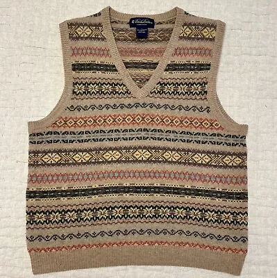 Brooks Brothers Lambswool Fair Isle Sweater Vest Women’s L Vintage Style Knit • $39.50