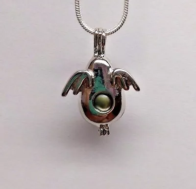 Make A Wish Pearl Cage Pendant Necklace - Dragon Egg - 925 Chain+Pearl Included • $11.95