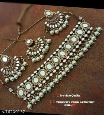 $40.39 • Buy Indian Bollywood Gold Plated Kundan Choker Bridal Necklace Earrings Jewelry Set