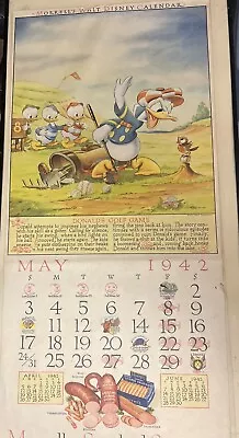 May 1942 MORRELL HAMS Walt Disney Wall Large Calendar Large Page Mickey Donald • $11