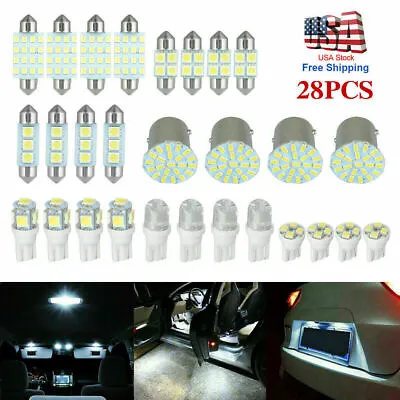$10.79 • Buy 28pcs Car Interior White Combo LED Map Dome Door Trunk License Plate Light Bulbs