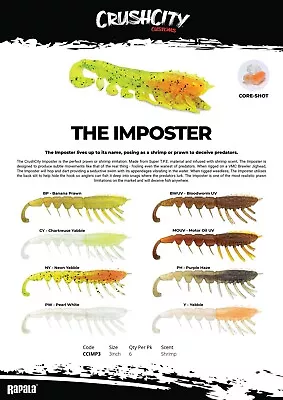 $13.99 • Buy Rapala Crush City Imposter 3  Soft Plastic Fishing Lure - Choose Colour BRAND NE