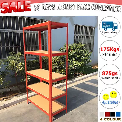 5 Tier Metal Shelving Unit Storage Racking Shelves Garage Warehouse Diy Shelves • £23.40