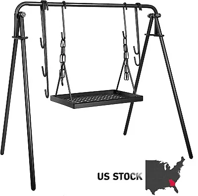 Minneer 38  BBQ Grill Swing W/ Hooks Campfire Cooking Stand For Outdoor Fire Pit • $79.99