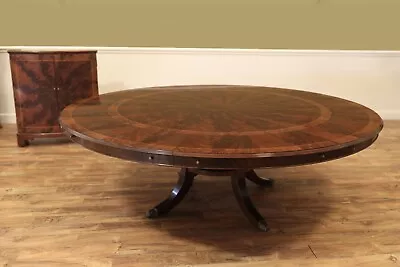 66 -90  Expandable Round Mahogany Dining Room Pedestal Table AND Leaf Cabinet • $10000