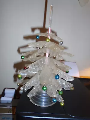 Vtg 1950's 11  Plastic Crystal Pine Xmas Tree Centerpiece W/ornaments As Is K35 • $25.50