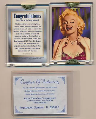 1993 Sports Time Certified W/COA Marilyn Monroe The Diamond Card 1-D • $99.99