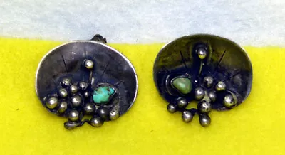 Mary Gage Clip On Lily Pad Earrings Arts & Crafts Silver And Turquoise • $175