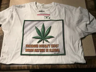 Marijuanna Leaf Graphics Unisex TShirt-Freedom Doesn’t Exist When Illegal-Large • $14.88