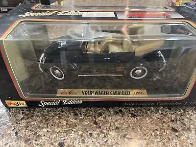 Maisto 1951 Volkswagen Beetle Cabriolet Convertible BLACK 1:18 Diecast NIB!! • $14.95