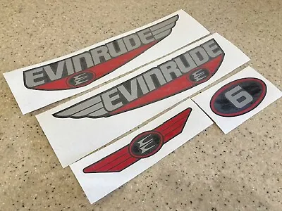 Evinrude Vintage 6 HP Motor Decal Kit Black Vinyl FREE SHIP + Free Fish Decal! • $22