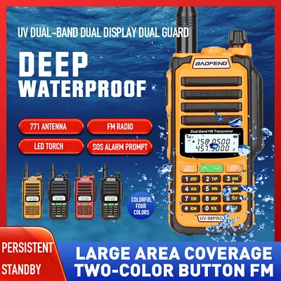 $67.63 • Buy UV-98Pro 128CH Portable Walkie Talkie VHF UHF Long Range Two Way Radio +Earpiece