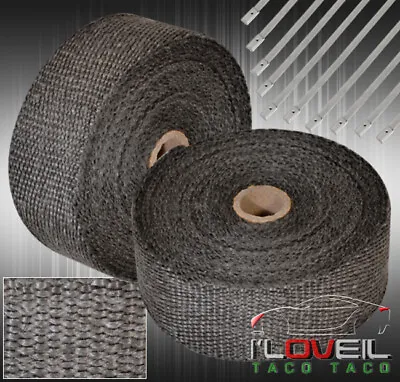 10M Fiberglass Intake Thermal Heat Wrap Tape High Cloth Roll Kit Black • $32.99