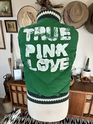 Victorias Secret Womens Green True Pink Love Full Zip Puffer Vest Sz XS • $12.95