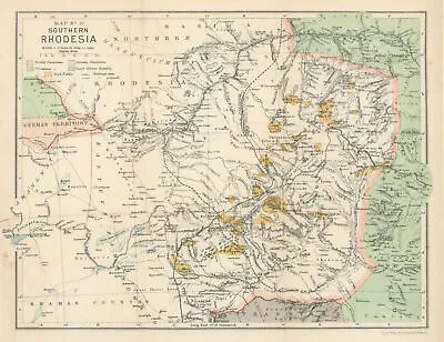 Southern Rhodesia. Matabililand And Mashonaland. Zimbabwe. SAMLER BROWN 1899 Map • £55