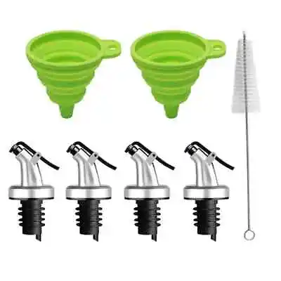 4 Pack Olive Oil Spouts Bottle Pourer Leakproof Liquor Pourers With Dust Caps • £4.99