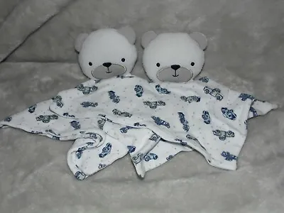£14.95 • Buy Kyle And Deena White Bear Comforter Soft Toy Blue Car Blankie