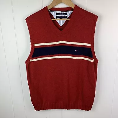 Tommy Hilfiger Sweater Vest V Neck Logo Red Men’s Extra Large • $24.99