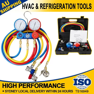 R134A R12 R22 Manifold Gauge Set AC Charging Hose + Adapter Air Conditioner HVAC • $76