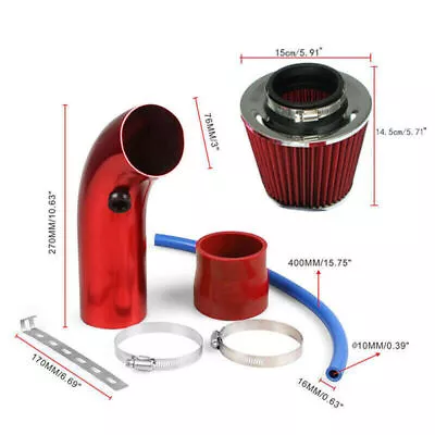 Red Cold Air Intake Filter Induction Pipe Power Flow Hose System Car Accessories • $36.99