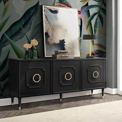 Three Door Sideboard With Gold Handle And Leg Tip Living Room Modern • $916