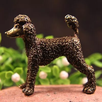 1.7  Bronze Cute Dog Statue Feng Shui Ornament Bronze Standing Poodle Figurine • $18.99