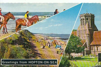 Norfolk Postcard - Greetings From Hopton-on-Sea - Ref TZ4601 • £1.50