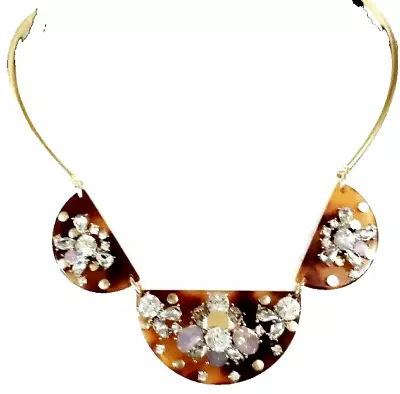 J.Crew Tortoise Shell And Stone Statement Collar Necklace Tortoise Multi NWT • $59