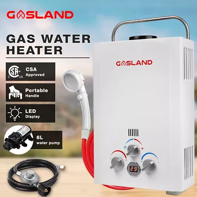 Gasland 6L Tankless Gas Water Heater W/ 12V Pump Portable Shower System Outdoor • $199.99