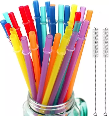 32 Pieces Reusable Plastic Straws Fit For Mason Jars Tumblers 10.25 Inches ... • $11.98