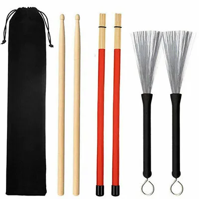$28.12 • Buy Drum Sticks Set,1 Pair 5A Maple Wood Sticks,1 Retractable Wire Brushes Rods Set