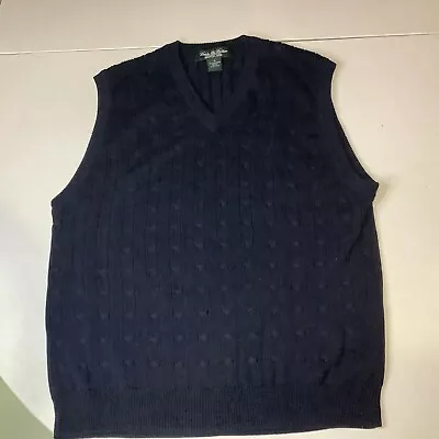 Men's Brooks Brothers Country Club Sweater Vest Cable Knit Sz M Navy Blue V Neck • $24.99