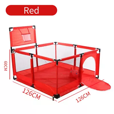 Baby Large Playpen Kids Infant Safety Yard Activity Center With Basketball Hoop • £18.49