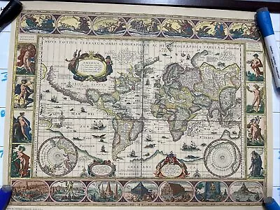 World Map 1606 By Hoffmann-La Roche Drug Co M6 Series 1950s Reproduction • $10