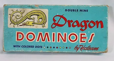 Vtg Dragon Dominoes Complete Set 55 Tiles Halsam Double Nine Colored Dots 920-R • $20.39