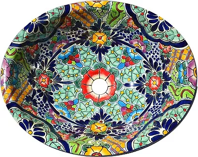 Talavera Ceramic Mexican Bathroom Sink 21  X 17   Handmade Folk Art # 205 • $151.49