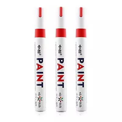 3 Pack Car Tire Paint Pen Marker Permanent Lettering Pen Fast Dry Red Ink • $12.25