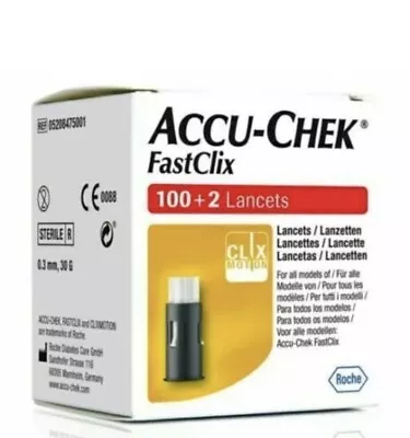 Accu Chek FastClix Lancets Box Of 100+2 Lancets Brand New Sealed • £9.49