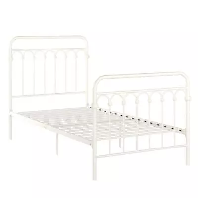 HomeSullivan Platform Bed 46.1  X 78  Metal Bed Frame Iron Twin Size White • $291.19