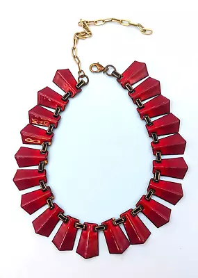 Renoir Matisse Geometric Ombre Red Copper Enamel Choker Necklace NOT Signed READ • $45